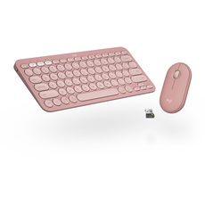 Logitech Pebble 2 Combo, kabellose Tastatur und Maus, leise und mobil, anpassbar, Logi Bolt, Bluetooth, Easy-Switch für Windows, macOS, iPadOS, Chrome, Deutsches QWERTZ-Layout, Rosa