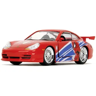 Jada Toys Spider-Man Auto Porsche 911 GT3 RS (13,5 cm) - Superhelden-Modellauto aus Metall mit Türen zum Öffnen, Marvel Spielzeug für Fans und Kinder ab 8 Jahre