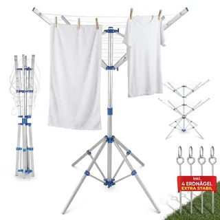 MONZANA Wäschespinne Camping Höhenverstellbar - Blau