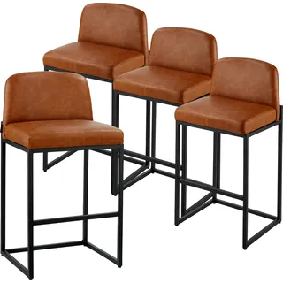 SucceBuy Barhocker Thekenhocker 4er-Set (925 mm Höhe) Küchenstuhl aus Kunstleder mit Rückenlehne und stabilem Metallgestell, Bistrostuhl (Belastbarkeit bis 149,7 kg) für Küche, Esszimmer, Bar oder Kücheninsel, Braun