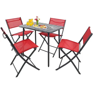 VCM Garten-Essgruppe »VCM 5-tlg Gartenmöbel Set   Sitzgruppe Essgruppe   1xTisch, 4x Klappstühle   Tisch Maße ca. H. 72 x B. 80 x T. 55 cm   Garten Set ¿ Sumila 80x55« Sumila, 5 Stk. tlg., rot