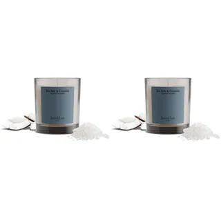 Jean & Len Scented Candle Sea Salt & Coconut, hergestellt mit Sheabutter, Brenndauer ca. 40 Stunden, minimalistisches Design, exotischer Duft, vegan, 195 g (Packung mit 2)