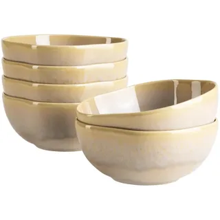 Mäser Serie Cordelia, Schüsseln, für 6 Personen aus hochwertigem Steinzeug, 6-teiliges Schüssel Set; unregelmäßige Geschirr, Formen; Steinzeug, Sand