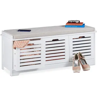 Relaxdays Schuhbank 105 x 45 x 35 cm weiß / Landhausstil