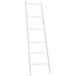 Navaris Handtuchleiter Holz Leiter aus Bambus - Bambusleiter für Handtücher Kleidung Accessoires - Holzleiter für Bad Garderobe Schlafzimmer - weiß