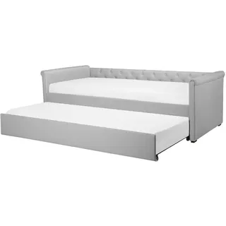 Beliani Tagesbett 80/200cm Hellgrau Libourne , Textil , 80x200 cm , Schlafzimmer, Betten