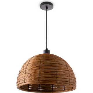 Pendelleuchte Esstischlampe Esszimmer Korb Optik 1,5m Textilkabel Rustikal Boho - Schwarz