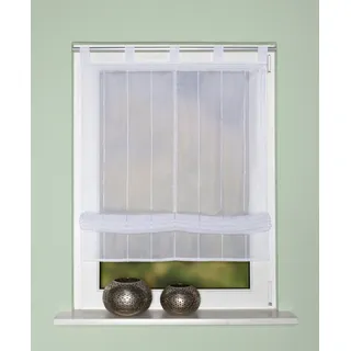 HOME WOHNIDEEN Raffrollo »ELLORA« mit Schlaufen freihängend Schlaufenrollo ELLORA mit Längsstreifen u.Effektfransen, weiß