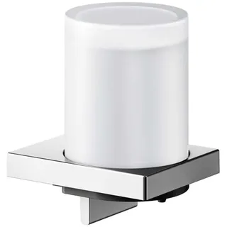 KEUCO Edition 90 Square Seifenspender mit mattiertem Stülpglas, 180 ml, Metall verchromt, Made in Germany, nachfüllbar, inkl. Schrauben und Dübel, Lotionspender zum Bohren