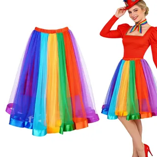 Damen Kurz Retro Rock, Bunt Hohe Taille Tüllrock, Petticoat 50er Tutu Unterrock Tütü Crinoline Minirock Reifrock Unterrock Kleid Tüll Underskirt für Damen Abschlussball Karnevals Partys