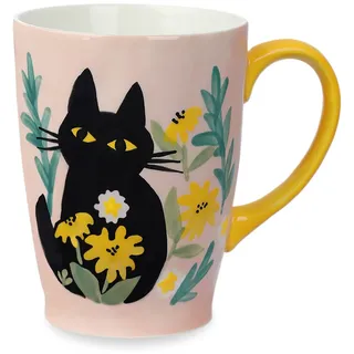 NymphFable Tasse Katze Keramik Kaffeetassen Große 600ml Mit Henkel 100% Handbemalt Trinkgläser Mit Griff Personalisierte Geschenk