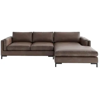 Livetastic Ecksofa , Braun , Metall , Füllung: Daunen, Silikon , Ottomane rechts, L-Form , 265x160 cm , Made in Eu , Rücken echt , Wohnzimmer, Sofas & Couches, Wohnlandschaften, Ecksofas