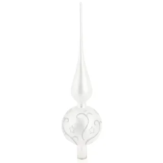 com-four® Weihnachtsbaumspitze matt 33 cm- Christbaumspitze aus echtem Glas für Weihnachten - Tannenbaumspitze für den Christbaum mit Glitzerelementen