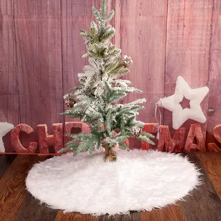 Kitchnexus Plüsch Weihnachtsbaumdecke 80cm Christbaumdecke Tannenbaum Teppich Weihnachtsbaum Rock für Weihnachten Neujahr Party Dekoration