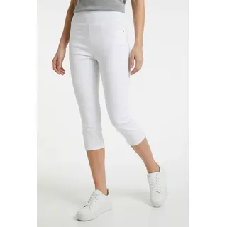 Caprileggings FREEQUENT "FQSHANTAL-CA-POWER", Damen, Gr. L, N-Gr, weiß (hellweiß), Web, Obermaterial: 76% Viskose, 21% Polyamid, 3% Elasthan, unifarben, skinny fit 3/4-Länge, Hosen Caprileggings, mit extra breitem Bund