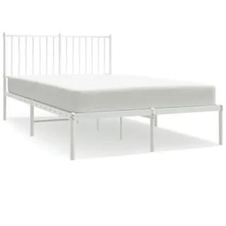 vidaXL Bettgestell mit Kopfteil Metall Weiß 120x200 cm - Weiß
