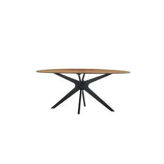 Selsey Esstisch in Nussbaum-Optik mit schwarzem Gestell aus Kautschukholz, oval 180 x 110 cm - Maße B: H: 75