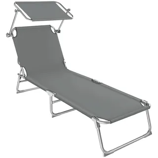 tectake Gartenliege , 190 x 68 x 28 cm, grau , Grau , Kunststoff , 68x28x190 cm , Gartenmöbel, Gartenliegen