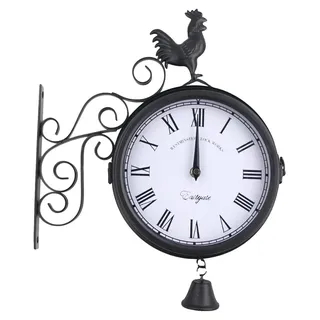 Wanduhr, doppelseitig, wetterfestes Design, WEISS