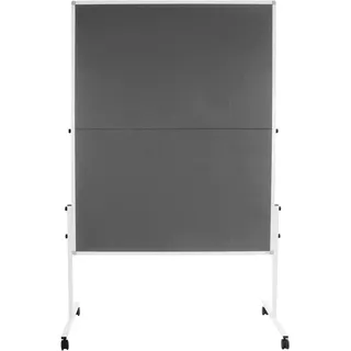 KARAT Filz Moderationstafel Metaplanwand mit feststellbaren Rollen | Filztafel Pinnwand | Moderationswand Doppelseitig nutzbar | Stabiler Metallrahmen (150 x 120 cm, Grau, Klappbar)