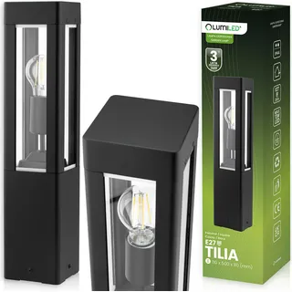 LUMILED Außenleuchte Pollerleuchte Außenstehleuchte Stehlampe Wegeleuchte Wegelampe 50 cm LED IP44 Schwarz rechteckig Aluminium E27 max 13W - Schwarz