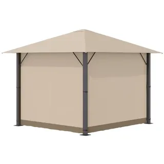 Outsunny Gartenpavillon 2,97 x 2,87 m inkl. 4 Seitenteile Khaki