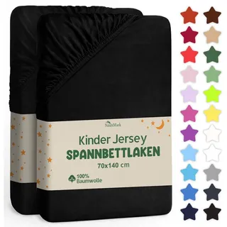 NatureMark Spannbettlaken Jersey 70 x 140 cm schwarz 2 St.
