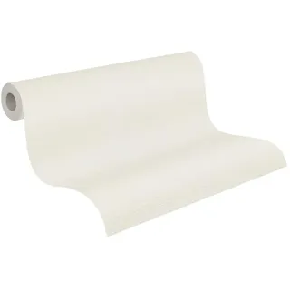 A.S. Création Uni-Vliestapete in Textiloptik – Weiß, Creme – 10,05 x 0,53 m