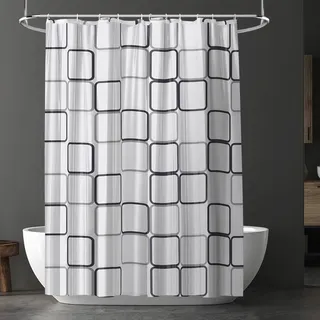 URAQT Duschvorhang, Anti-schimmel Wasserdicht Schnelltrocknend Duschvorhänge, Waschbar PEVA Shower Curtains 180x180 cm mit 12 Duschvorhangringen, Badewanne Shower Curtain(A)