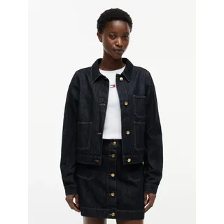 Jeansjacke TOMMY HILFIGER "LADY JACKET RINSE", Damen, Gr. M (40), rinse, Denim/Jeans, Obermaterial: 100% Baumwolle, unifarben, regular fit taillenbedeckt, Rundhals, eingesetzt angesetztes Bündchen, Jacken Jeansjacke, mit praktischen Taschen, aus Baumwolle