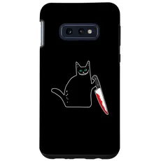Hülle für Galaxy S10e Lustige schwarze Katze mit blutigem Messer Grinse Katze