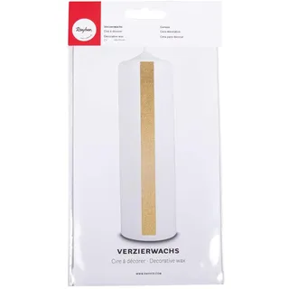 Rayher 3103706 Verzierwachs, gold, 2 Verzierwachsplatten 20 x 10 cm, Wachsfolie zum Kerzen verzieren, Kerzenwachs, Wachsfolie