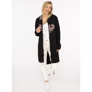 Zwillingsherz Jerseymantel »"Wild Mindset"« mit großem WILD Motiv gestickt, Leo Details, Taschen, schwarz