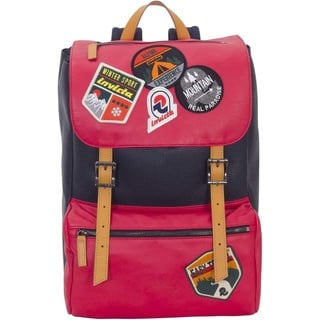 Invicta MY JOLLY Bicolor Patch: Praktischer Rucksack, für Freizeit, Ausflüge, Uni, Büro; Laptopfach, Unisex; Tagesrucksack für Damen & Herren; Italienisches Design, rot, Lederdetails