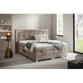 Fun Möbel Boxspringbett Elektrisch Bett DORES 140x200cm in Stoff Fresh Macchiato - Braun