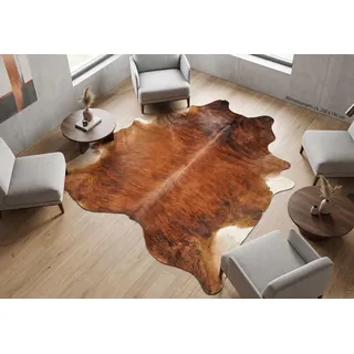 Kuhfelle Online & Nomad Exklusives Kuhfell Braun Exotisch 230 x 210 cm – Echtes Rinderfell aus Brasilien – Großes Naturfell Teppich für Wohnzimmer, Schlafzimmer & Landhausstil