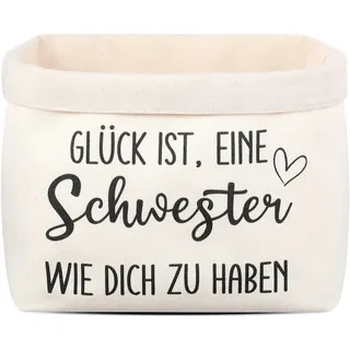 Xuniea Brotkorb GLÜCK IST, EINE Schwester WIE DICH ZU HABEN Geburtstagsgeschenk für Schwester Brötchenkorb Brottasche Brotkorb Packwürfel aus Stoff Weihnachten Geschenk Neujahrsgeschenk(Weiß)