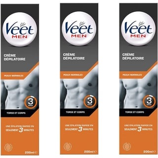 Veet Men – Haarentfernungscreme für Herren – normale Haut – 200 ml – 3 Stück