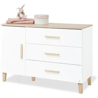 Pinolino Wickelkommode , Weiß, Eichefarben , Holz , Eiche , massiv , 3 Schublade(n) Schubladen , 136x101x77 cm , FSC Mix , Babymöbel & Kindermöbel, Babyzimmer, Wickelkommoden & Zubehör, Wickelkommoden