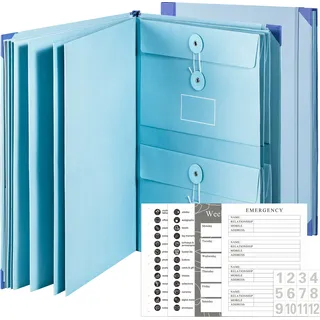 INF Akkordeon-Ordner, A4-Format mit erweiterbaren Dateiordnern Blau - Blau