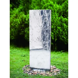 Köhko Wasserwand 23016S mit LED-Beleuchtung Höhe ca. 76 CM aus Edelstahl Wasserspiel Gartenbrunnen Zimmerbrunnen - Silber