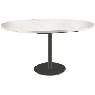 Feldmann-Wohnen Esstisch Borte Bianco Marmor / Graphit 100/138 / 100 / 76cm , Weiß , Metall , Rund,Rund , Säule , 100x76x100 cm , Esszimmer, Esstische