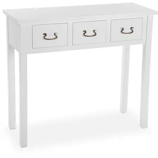 Versa Niza Schmales Möbelstück für den Eingangsbereich oder Flur, Moderner Konsolentisch, mit 3 Schubfächern, Maßnahmen (H x L x B) 80 x 35 x 90 cm, Holz, Farbe: Weiß