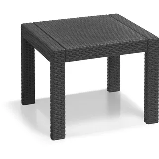 Allibert by Keter Victoria Gartentisch, graphit, 59x59x43cm, Kunststoff in flacher Rattanoptik, wetterfest, UV-beständig