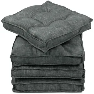 Zollner Stuhlkissen, 4er-Set, 40x40 cm, 55% Baumwolle, 45% Polyester, Grau , Textil , Quadratisch , 40x6x40 cm , Oeko-Tex® Standard 100 , Heimtextilien, Wohntextilien, Sitzkissen