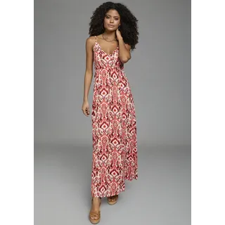 Sommerkleid LAURA SCOTT, Damen, Gr. 36, N-Gr, rosa, gemustert, Jersey, Obermaterial: 95% Viskose, 5% Elasthan, gemustert, ausgestellt Midi, Kleider Sommerkleid, mit Spaghetti-Trägern, aus Viskose und Elasthan, gemustert, Topseller