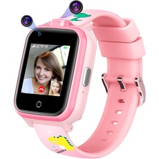 Bild 4G Kinder-Smartwatch, Wasserdichtes Smartwatch-Telefon mit Dual-Kamera, Kinder-GPS-Tracker mit WiFi-Videotelefonanruf SOS für Mädchen Jungen 3-14 Geburtstagsgeschenke (Rosa)
