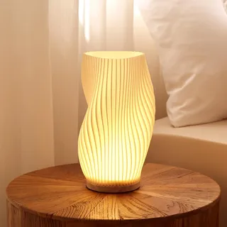Dawnwake Nachttischlampe Tischlampe, Led Tischleuchte Deko Wohnzimmer, Schlafzimmer Tischlampen, Nachtischlampe Mit Holzsockel, Bedside Table Lamps (Groß-A)