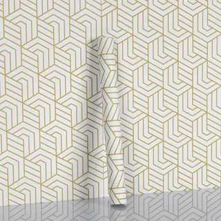 Hode Klebefolie Möbel Muster Gold 44x3000cm Selbstklebend Folie für Möbel Schränke Schubladen Tische wasserdichte Möbelfolie Vinyl Dekofolie Tapeten