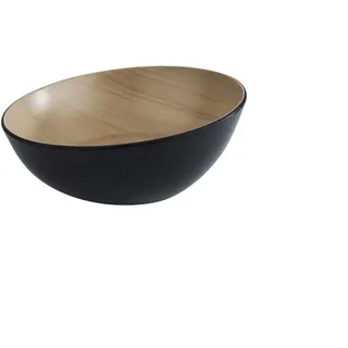 APS 84921 Schale FRIDA LOOK, Ø 21,5 cm, Höhe 7/8,5 cm, Melamin, schwarz/Holzoptik